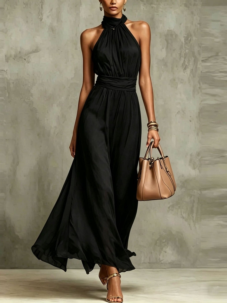 Draped sleeveless maxi dress