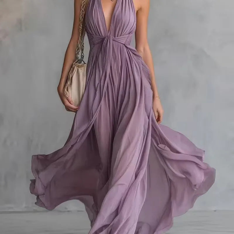 Deep V Flowy Dress