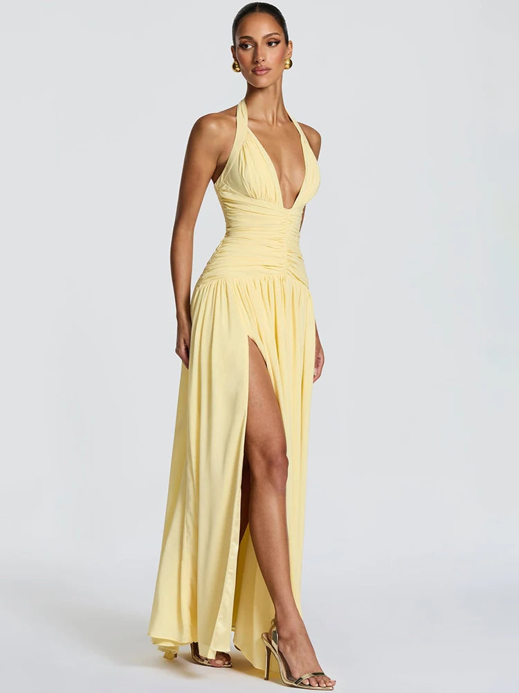 Ruched waist maxi dress