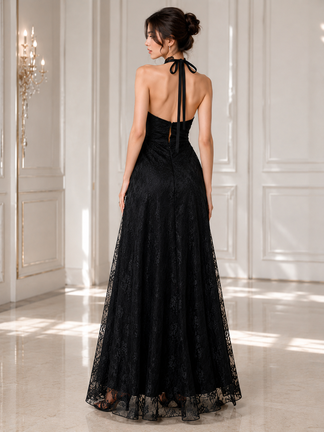 Black Lace Evening Dress