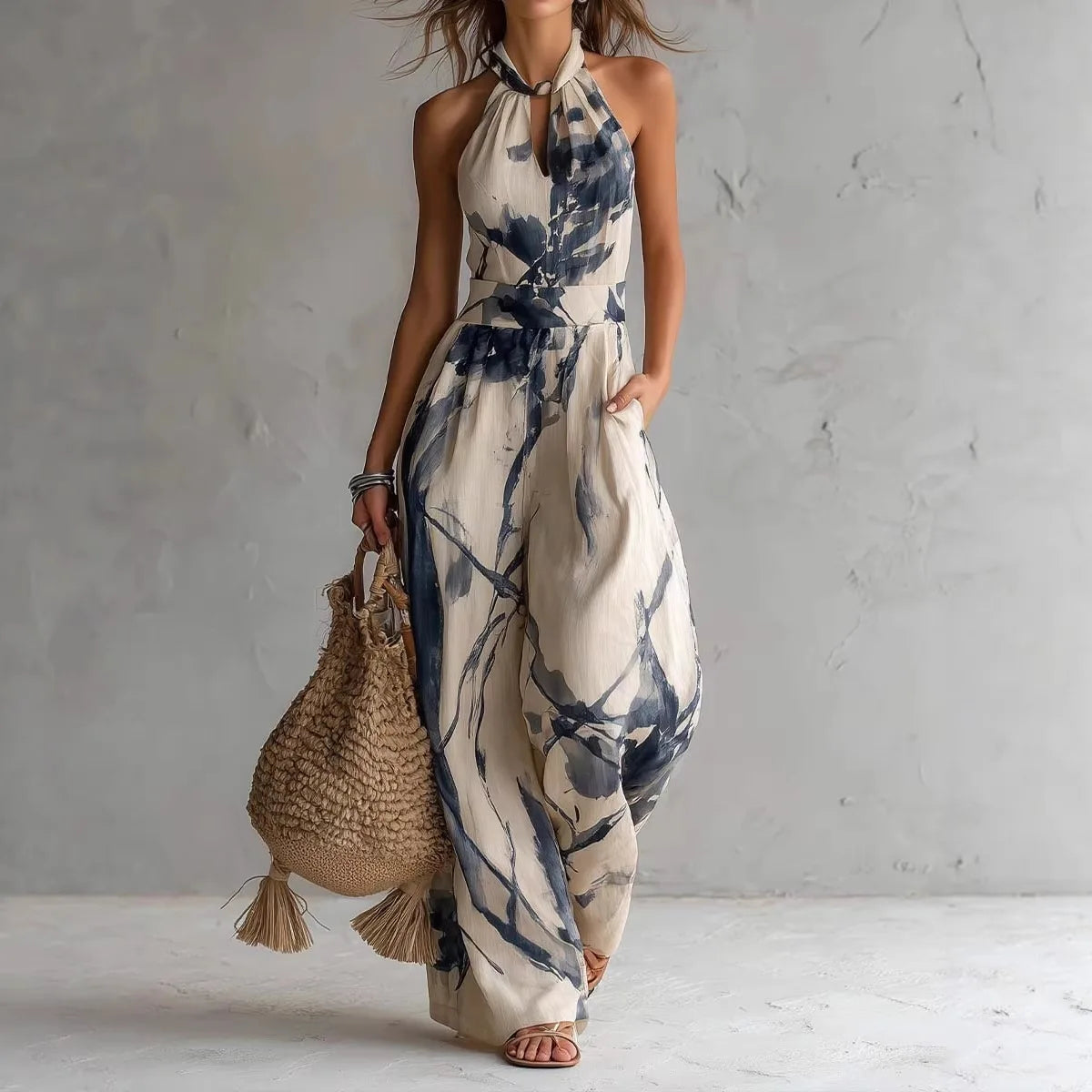 Boho Printed Wide Jumpsuit