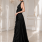  Black Ruffle Evening Dress side view