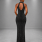 Black Sequin evening gown back view