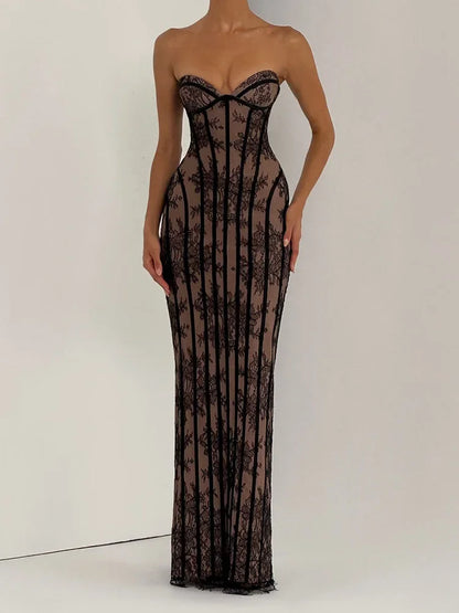 Black lace corset dress