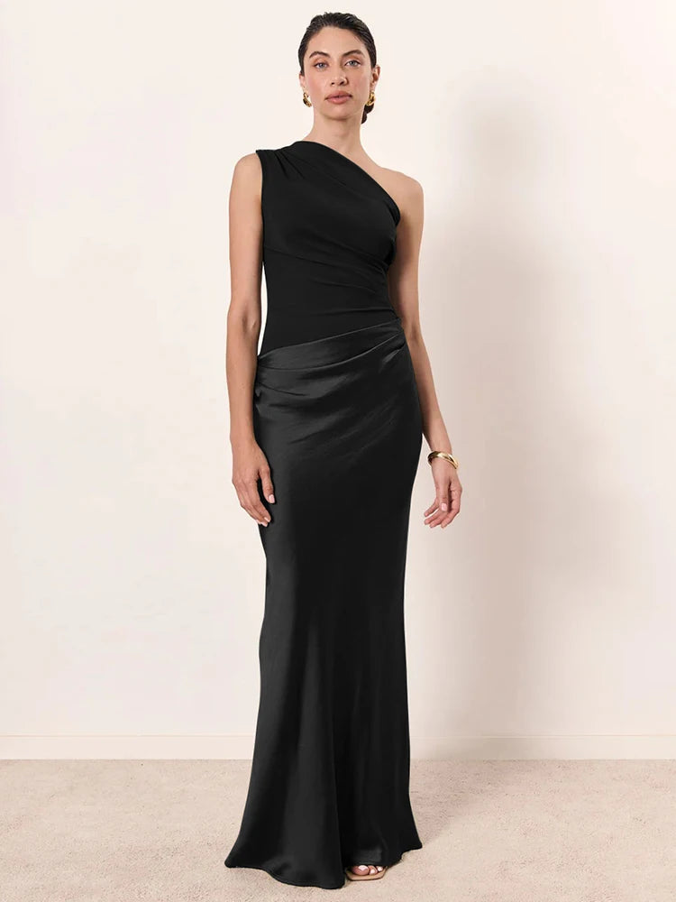 Elegant Black Satin Dress