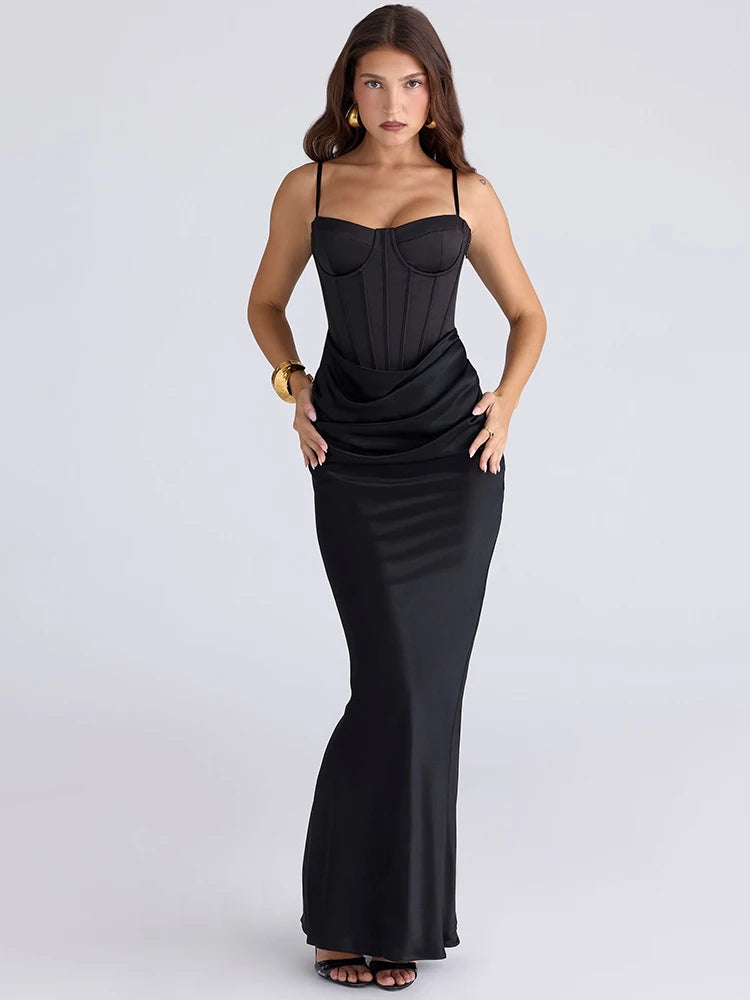Black corset dress front view