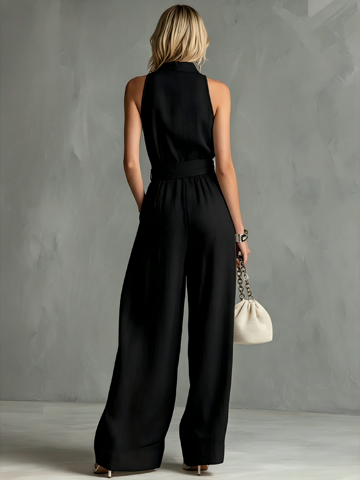 High neck wide leg jumpsuit