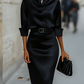 Solid color satin dress