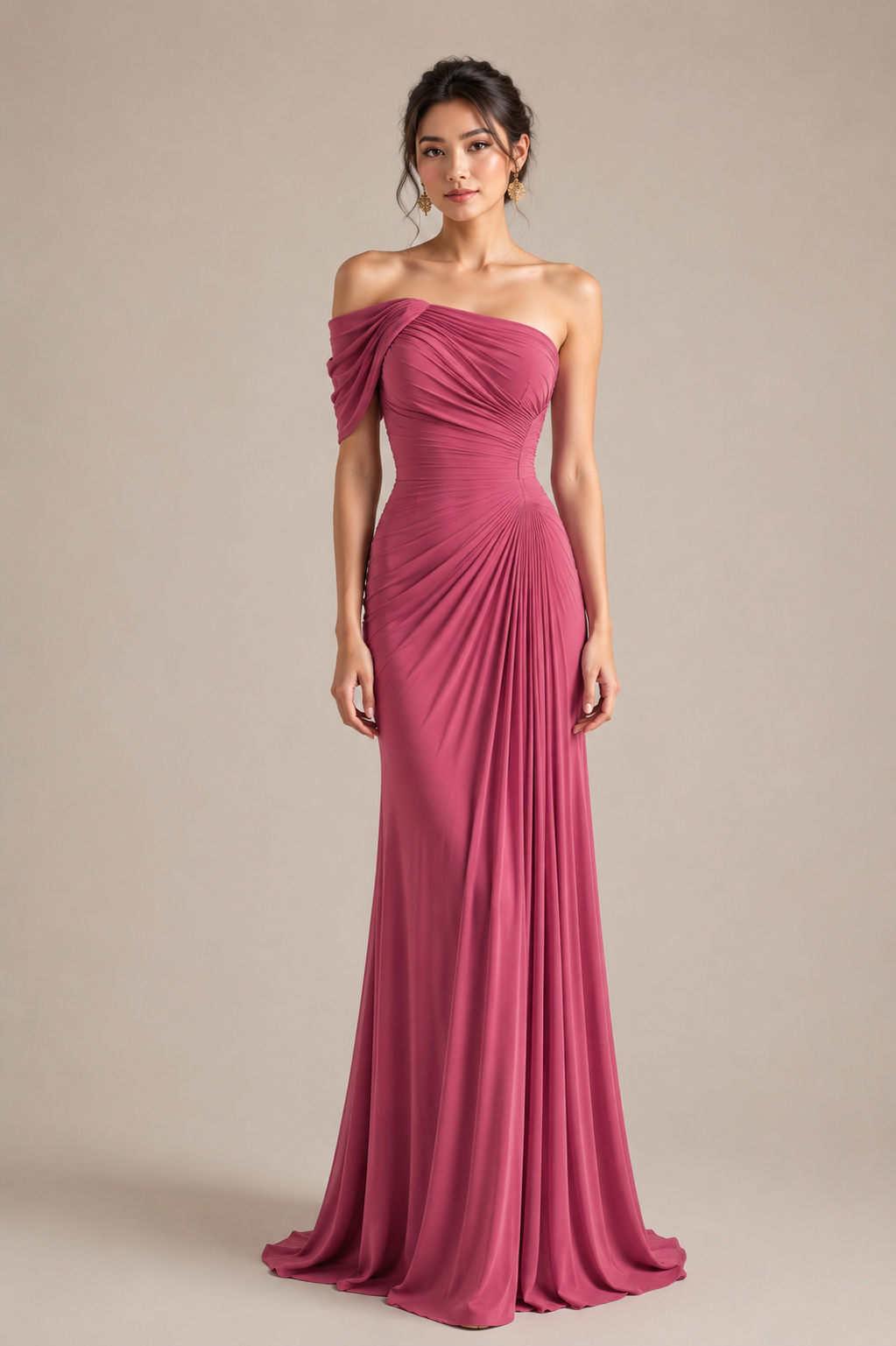 Ruched floor length dress