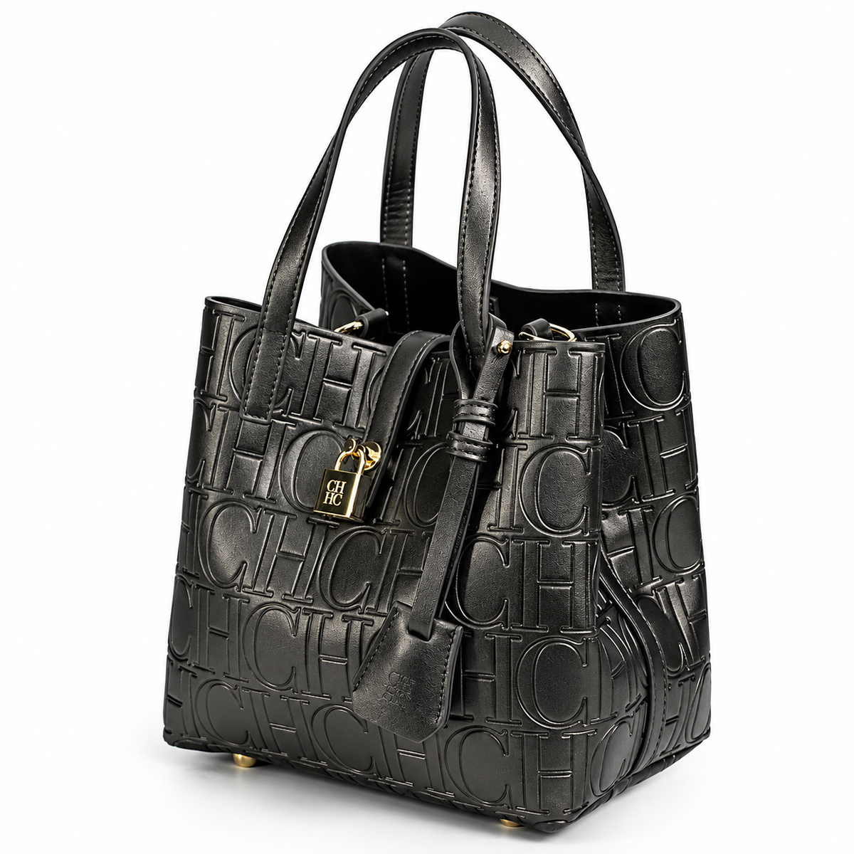 Black embossed women tote