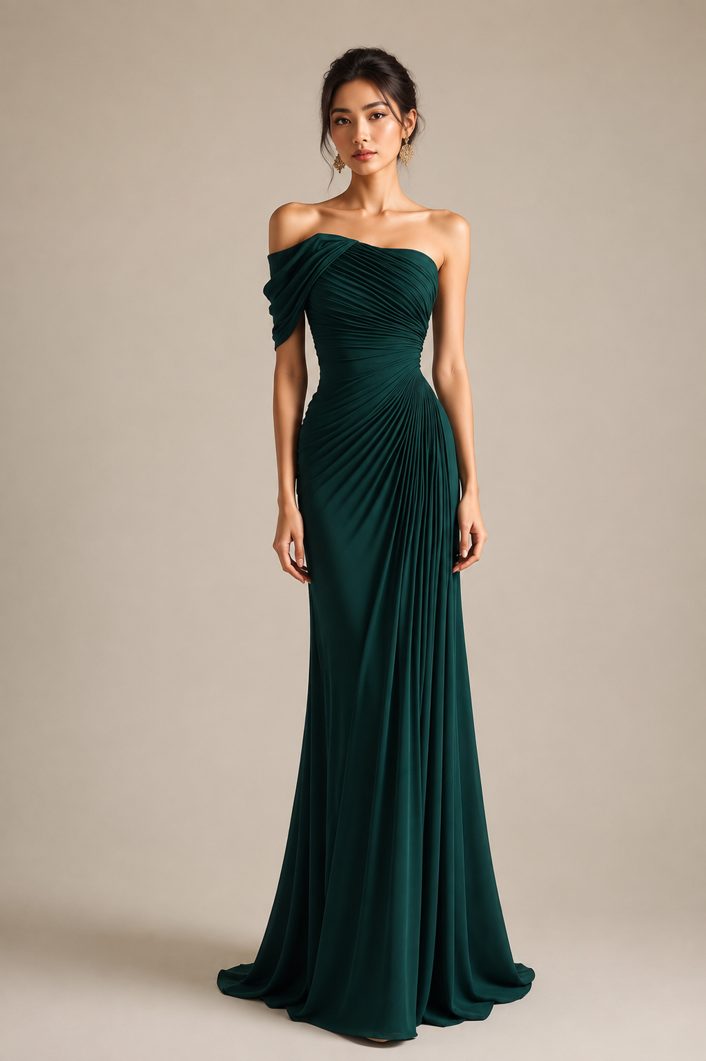 Draped one shoulder dress