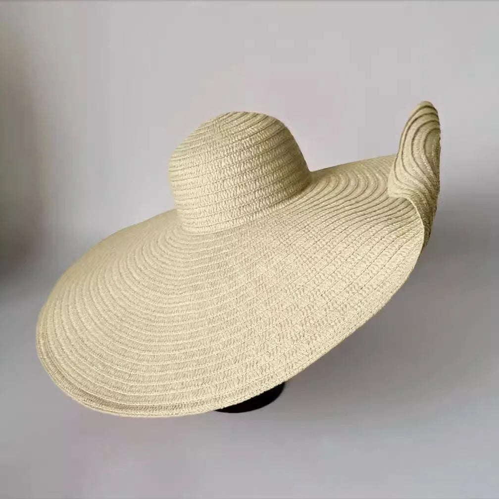 Beige Oversized Folded Hat