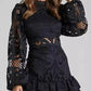 High neck lace mini dress