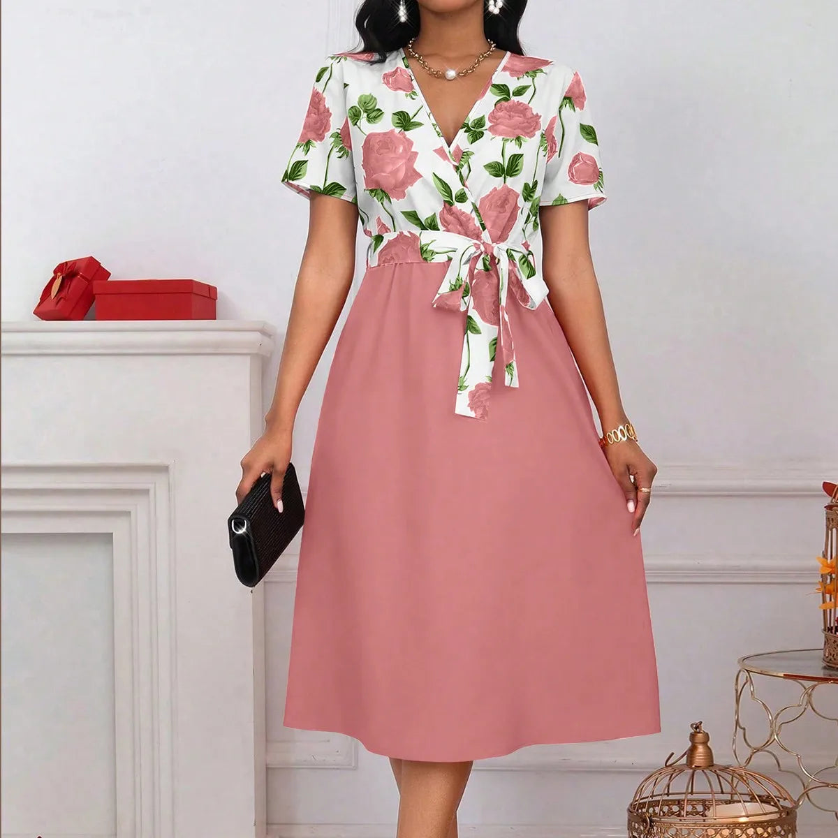floral A-line dress