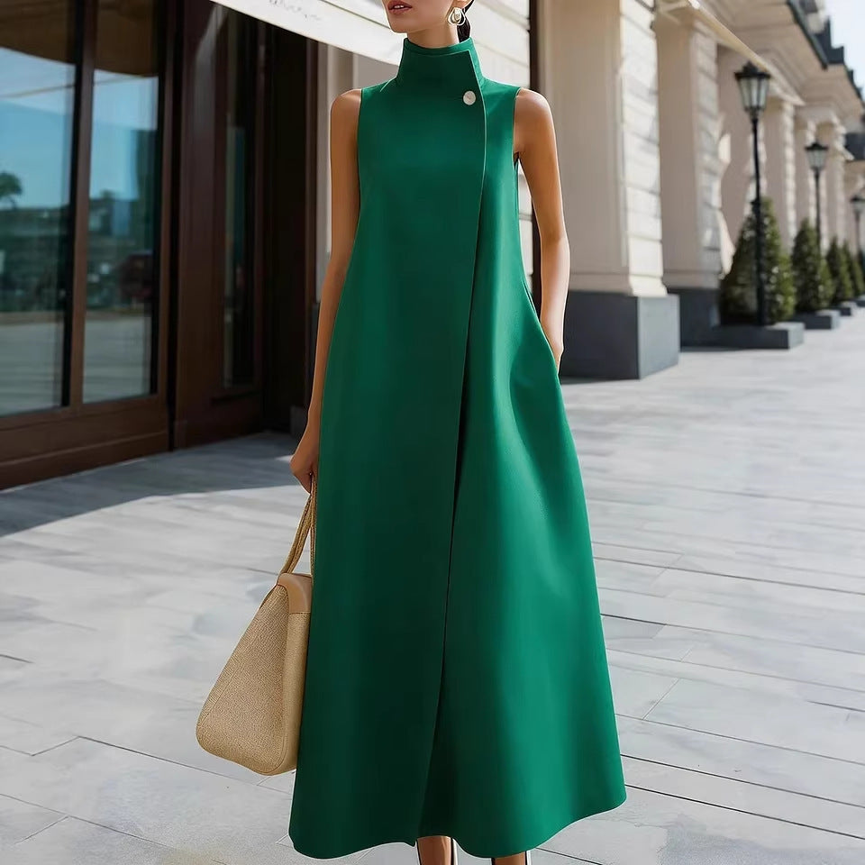 Green sleeveless maxi dress