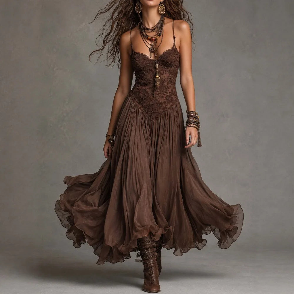 Ruffled hem maxi dress