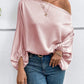 Pink satin look blouse