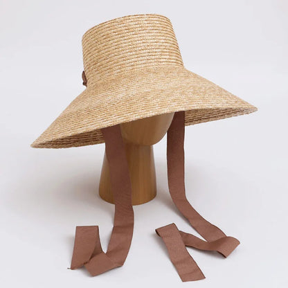 Mocha Ribbon Tie Straw Hat