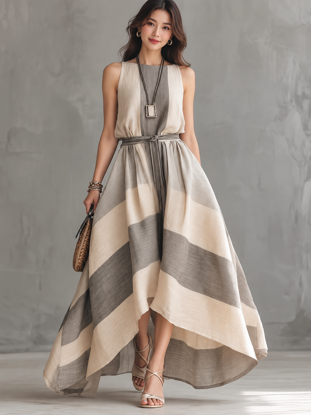 Flowy striped maxi dress