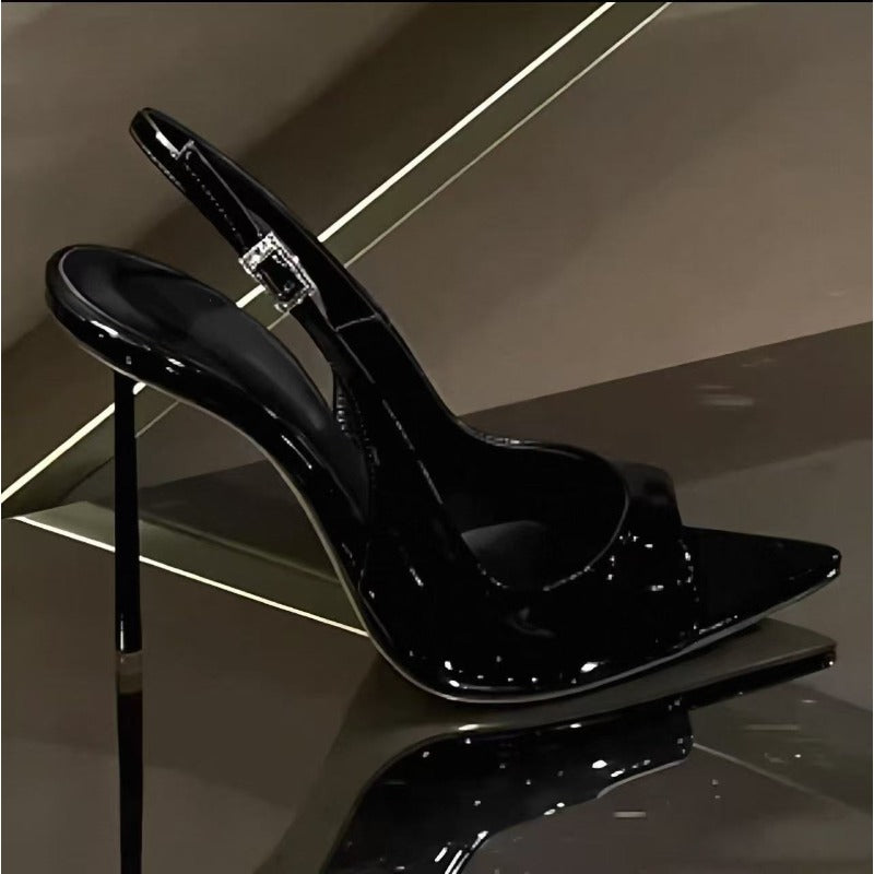 Elegant buckle strap heels