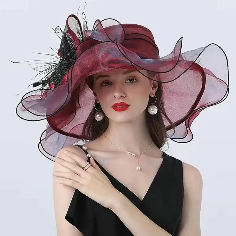 Church hat with mesh trim