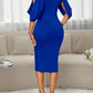 V neck blue dress