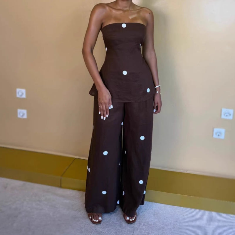 Strapless polka dot set