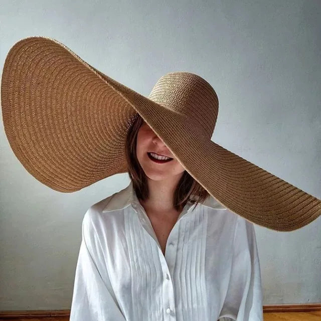 Khaki Oversized Straw Hat