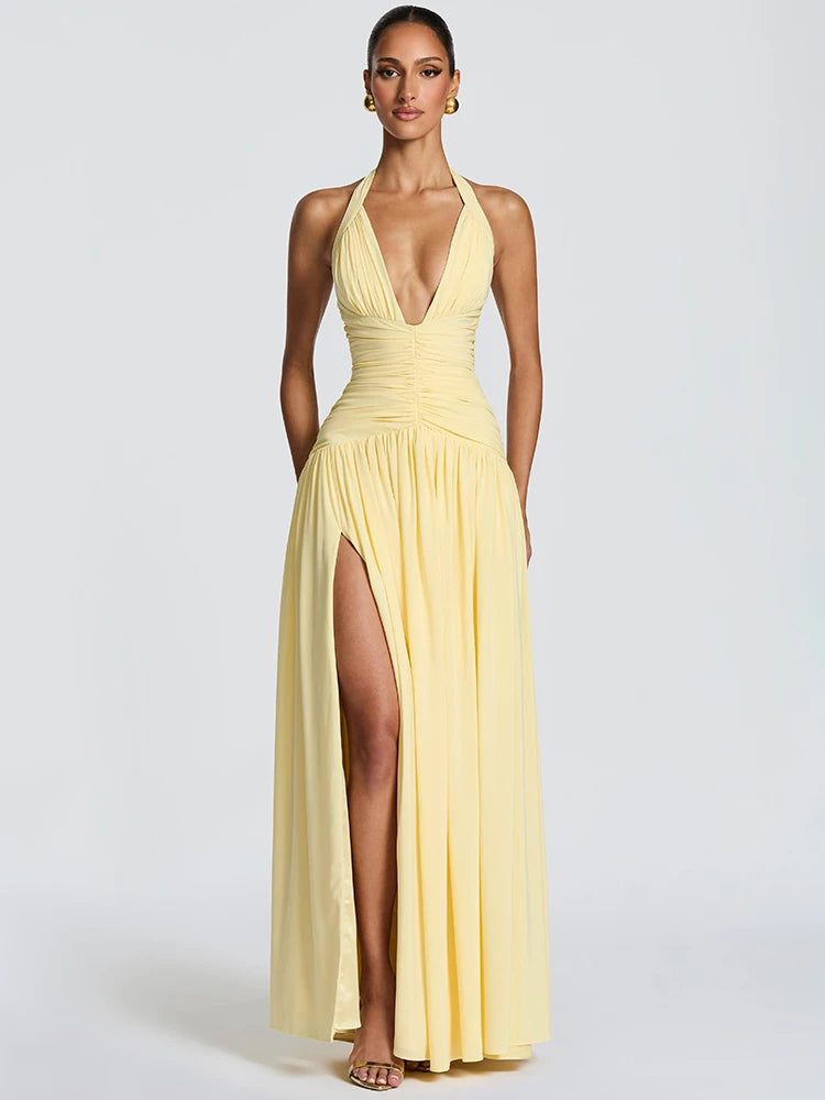 Halter maxi dress front view