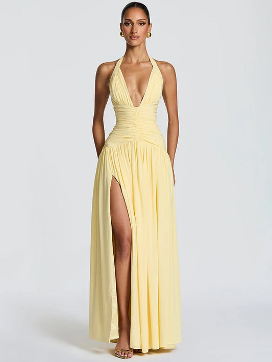 Halter maxi dress front view