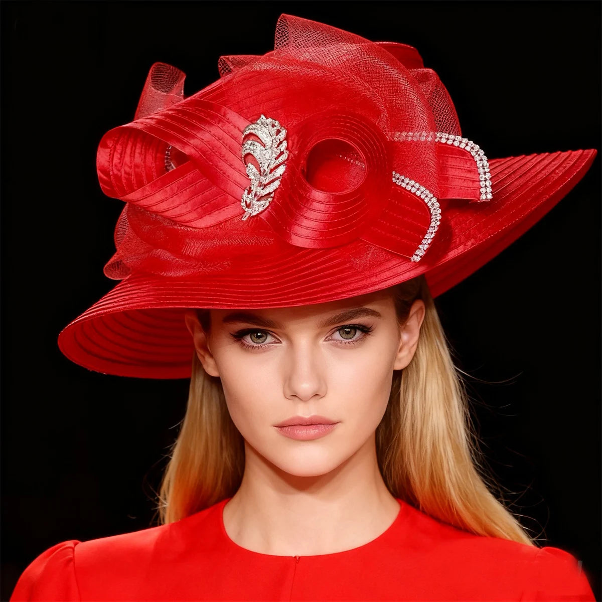 Rhinestone brooch women's hat