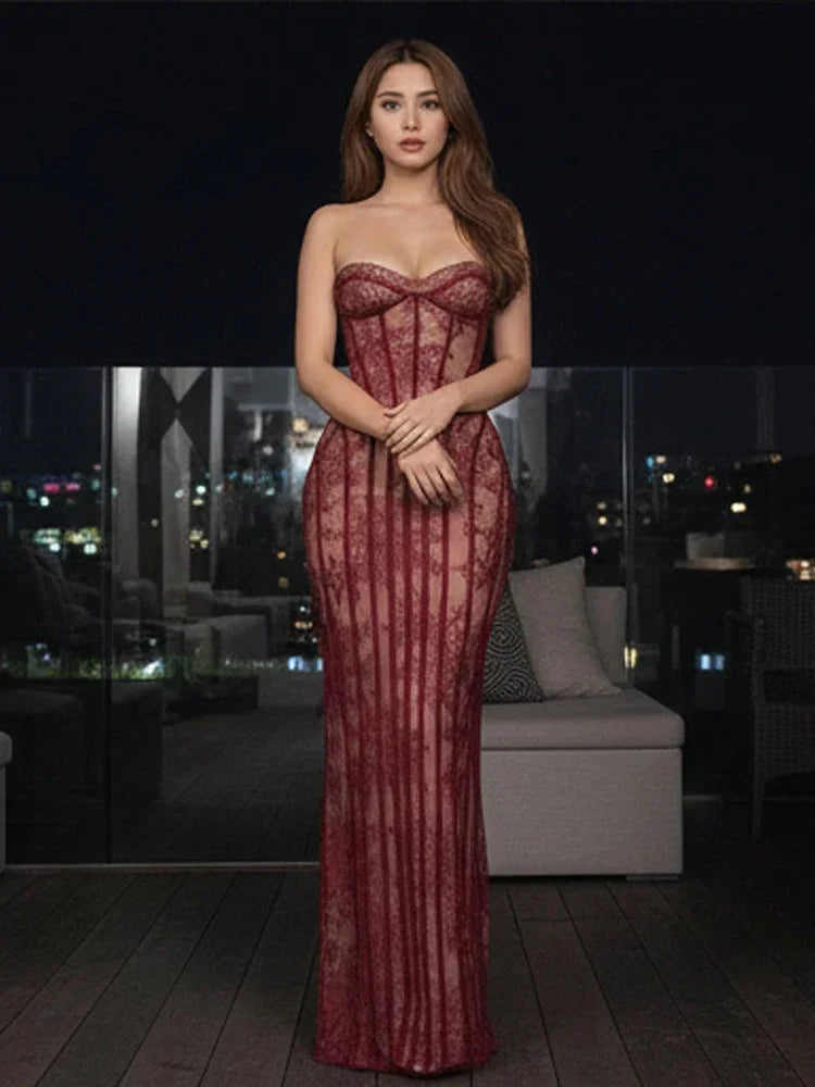 Lace Corset Evening Dress