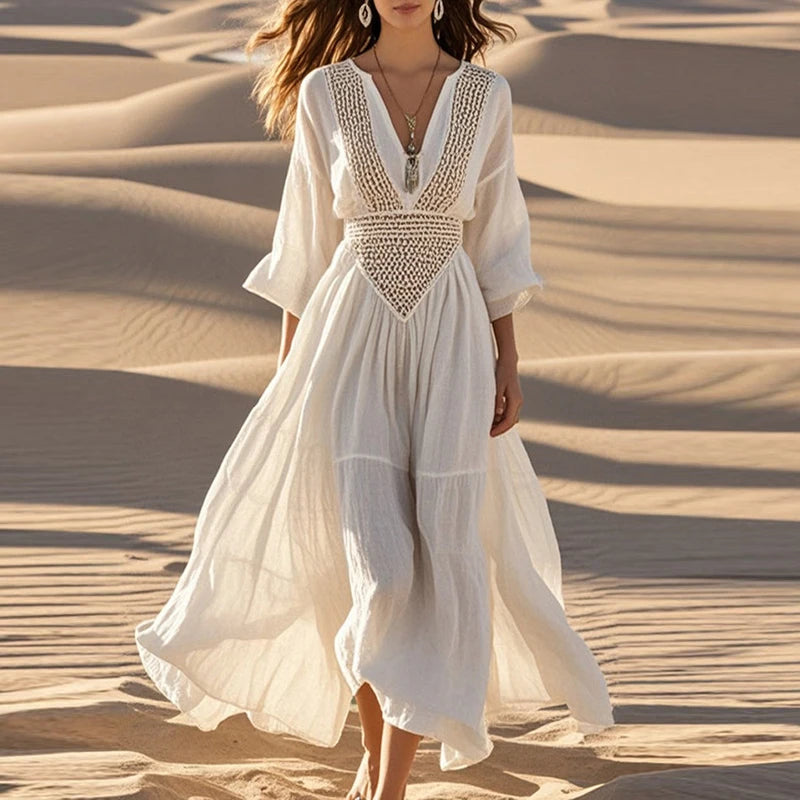 Flowy White Maxi Dress