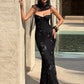 Elegant appliqué detailed evening dress front view
