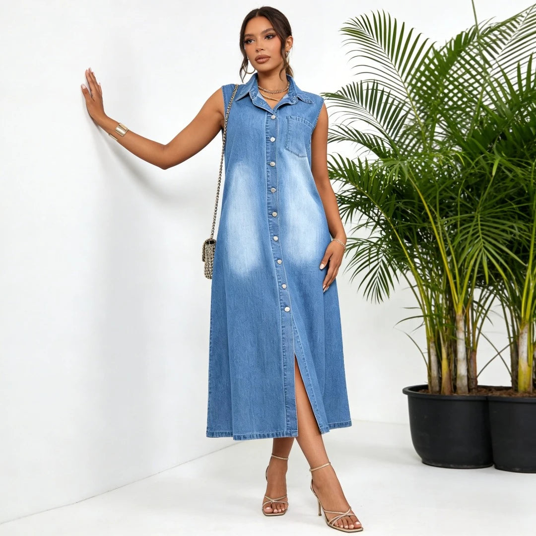 Blue Denim Pocket Dress
