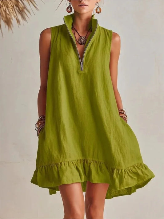Linen Blend Mini Dress