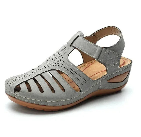 Gray Comfort Wedge Sandals