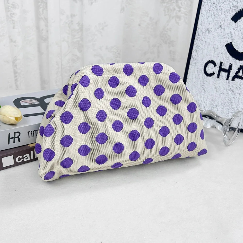 Purple Dot Oversized Pouch Bag