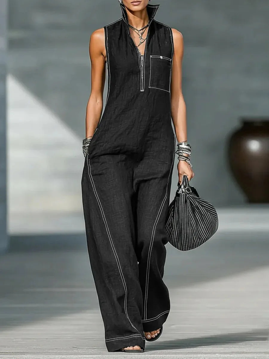 Sleeveless Zip Front Jumpsuit