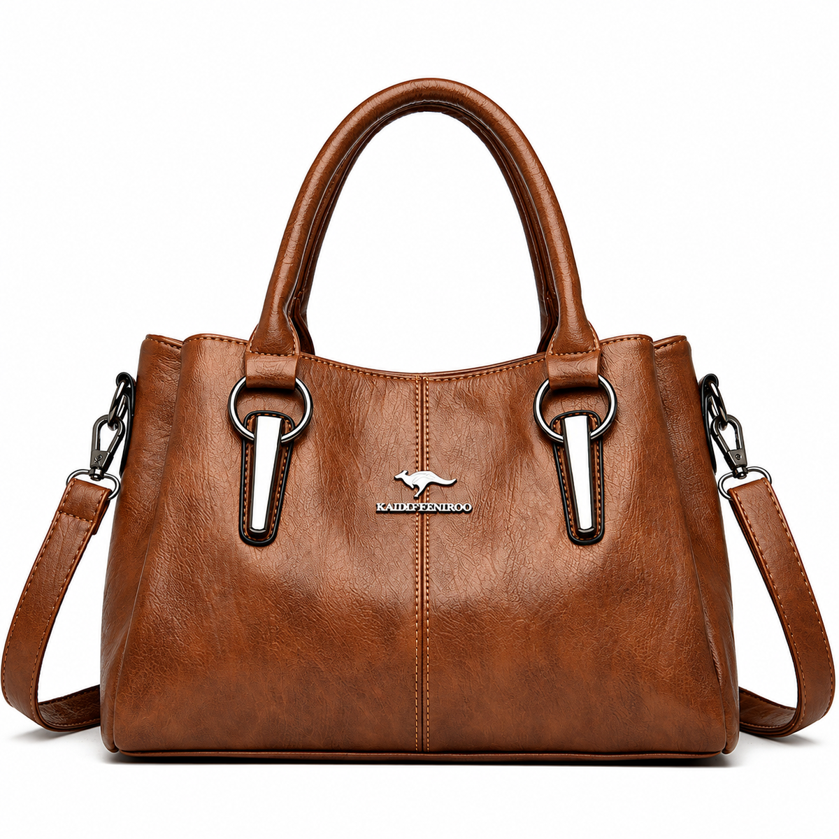 Metal accent shoulder handbag