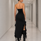 Black Ruffle Evening Dress