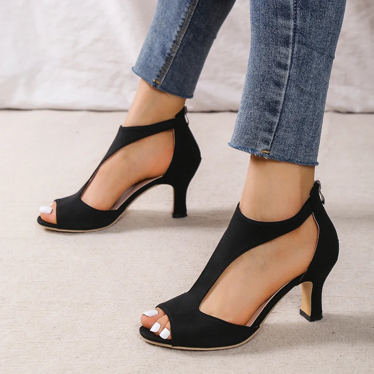 Peep Toe Cutout Heels