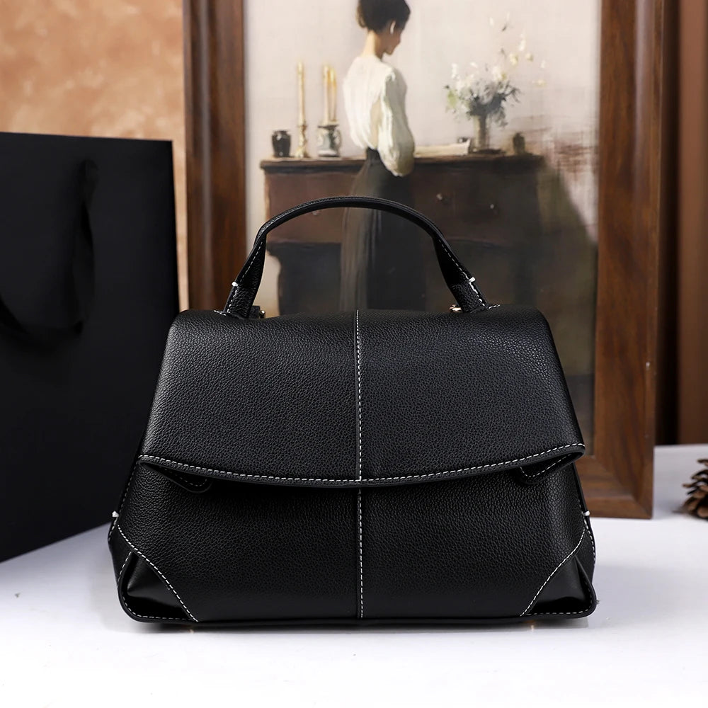 Black structured satchel bag