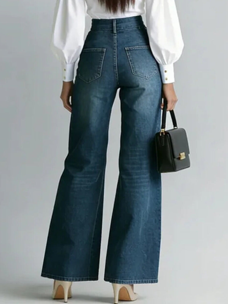Blue zipper detail jeans