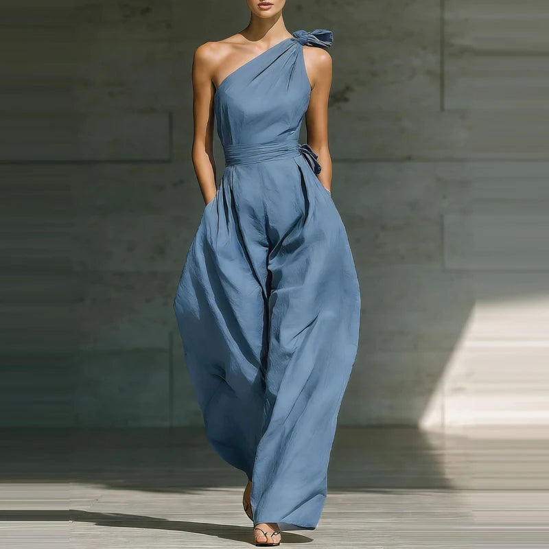 Sleeveless wide leg romper