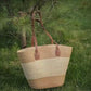 Striped straw tote bag