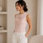 Pink floral appliqué top