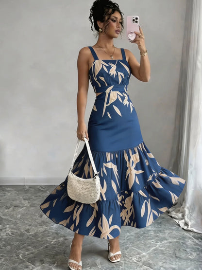Square neck floral dress