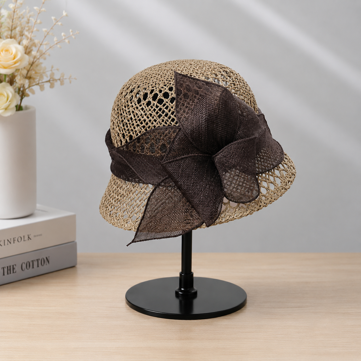 Brown mesh accent hat