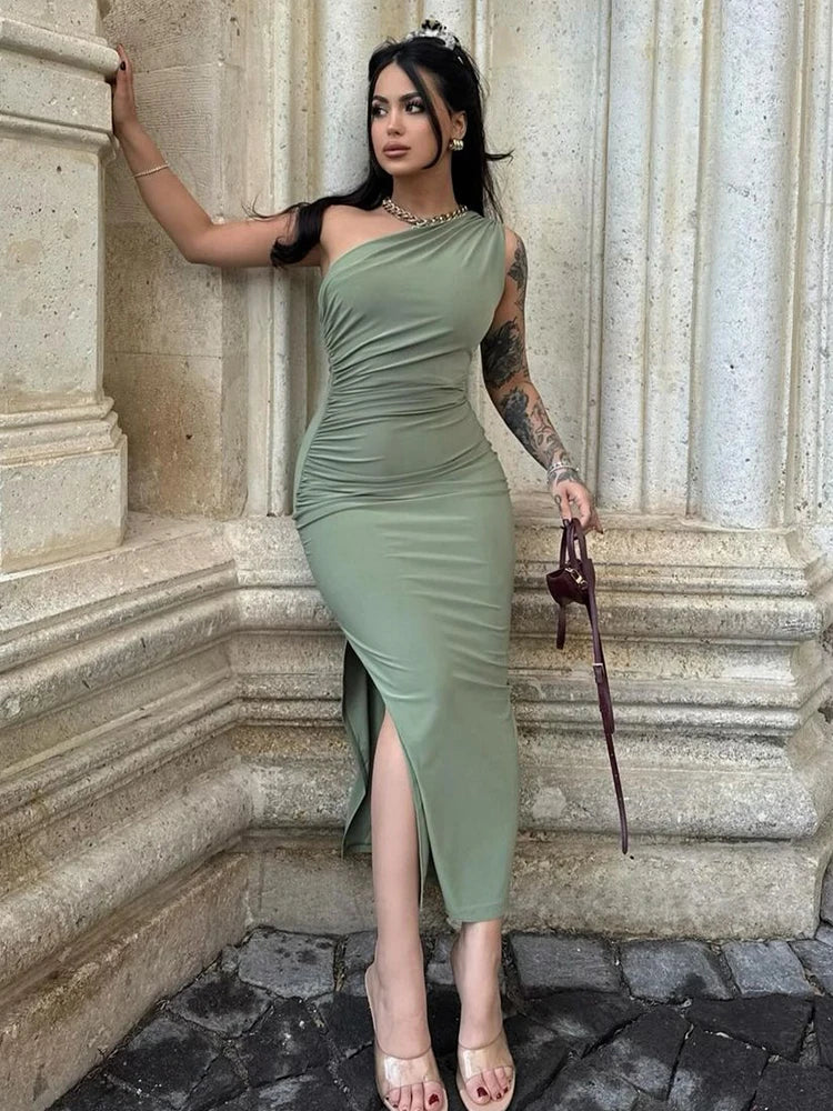 Sage green midi dress